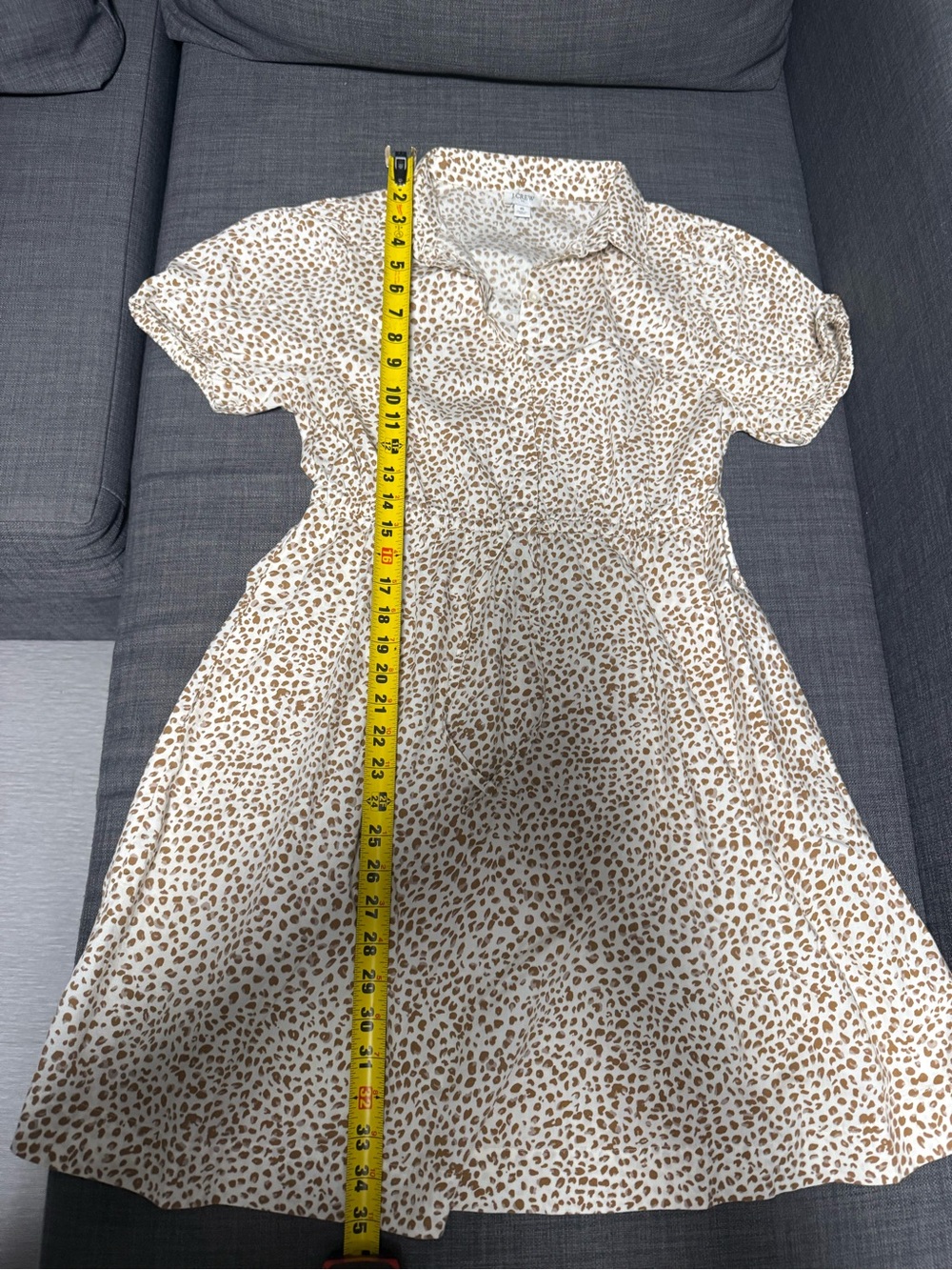JCrew Factory Leopard Print Short Sleeve FDress - Cream & Brown